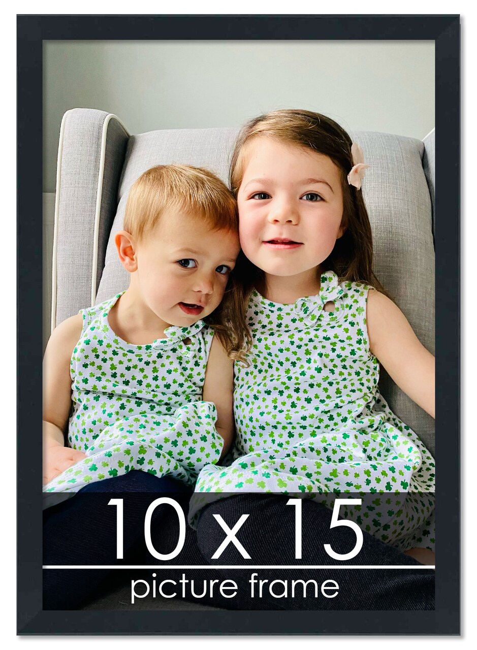 10x15 Slim Profile Black Picture Frame - UV Acrylic, Foam Board Backing, Hanging Hardware